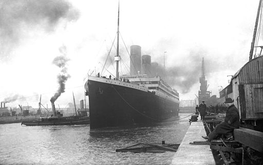 Titanic at Southampton (public domain).