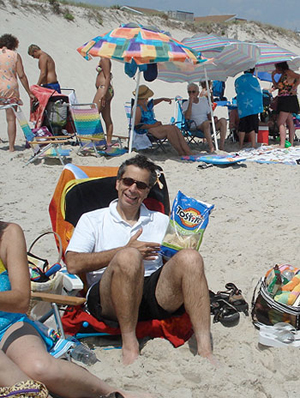 The author researching beach food at Beach Haven, NJ