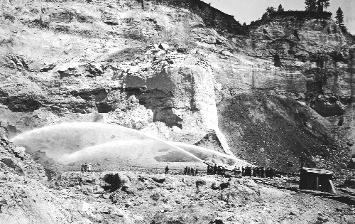 Hydraulic mining along the Yuba river.  Malakofdigginsstatepark.org
