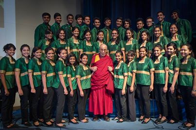 Dalai Lama with Christ University Choir, Bangalore, India